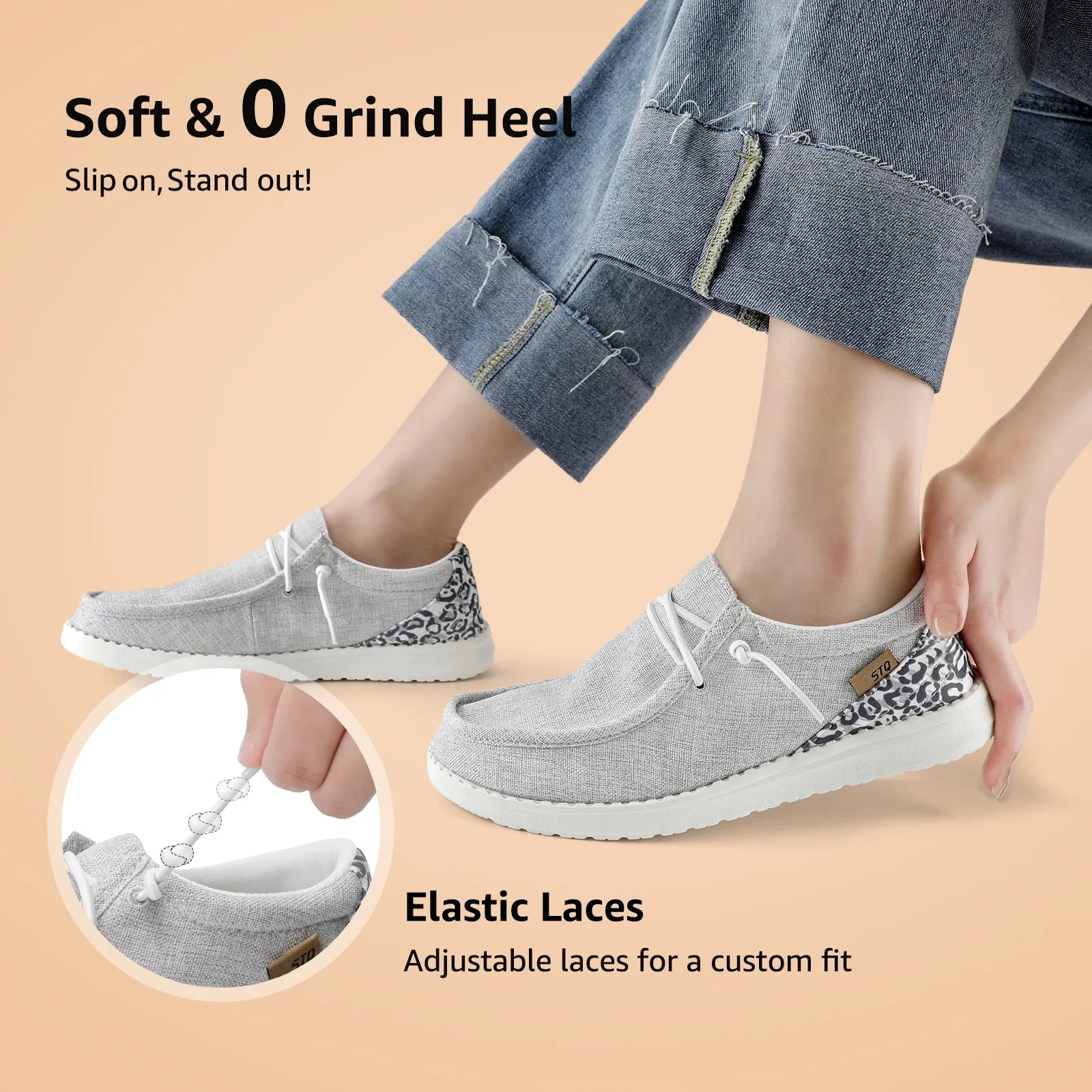 STQ Women's Orthopedic Loafers丨Lightweight Casual Boat Shoes for Plantar Fasciitis