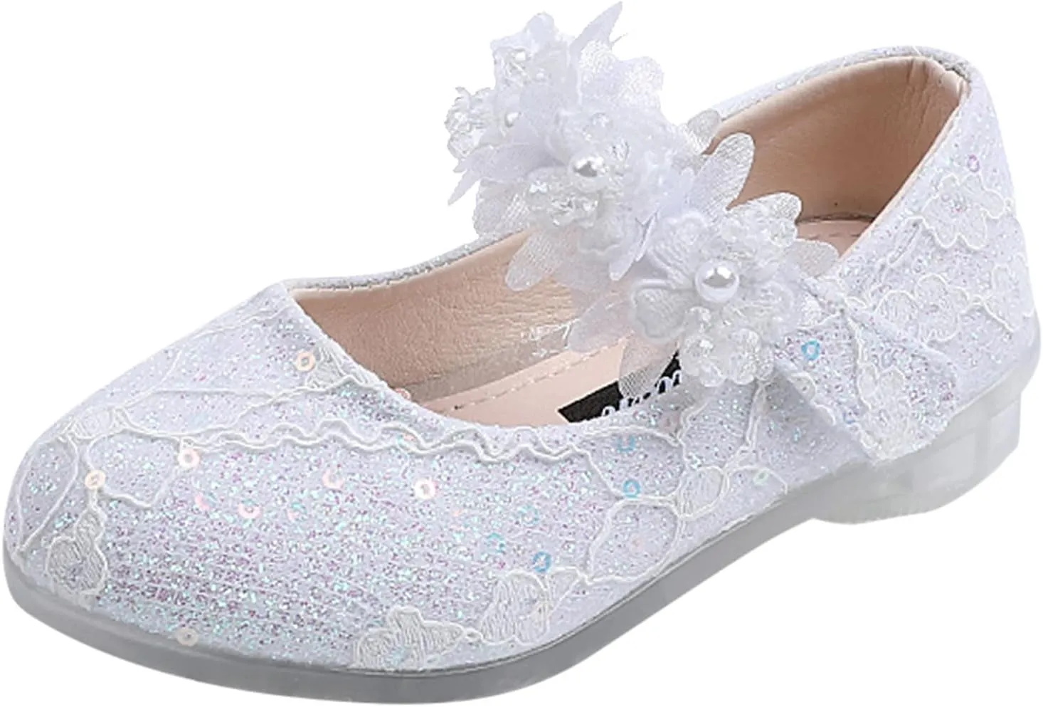 Toddler Flower Girl Dress Shoes Rhinstones Pearls Mary Jane Ballet Flats Wedding Party Toddler Kids Princess Shoes