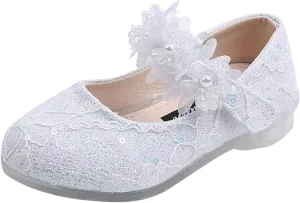 Toddler Flower Girl Dress Shoes Rhinstones Pearls Mary Jane Ballet Flats Wedding Party Toddler Kids Princess Shoes