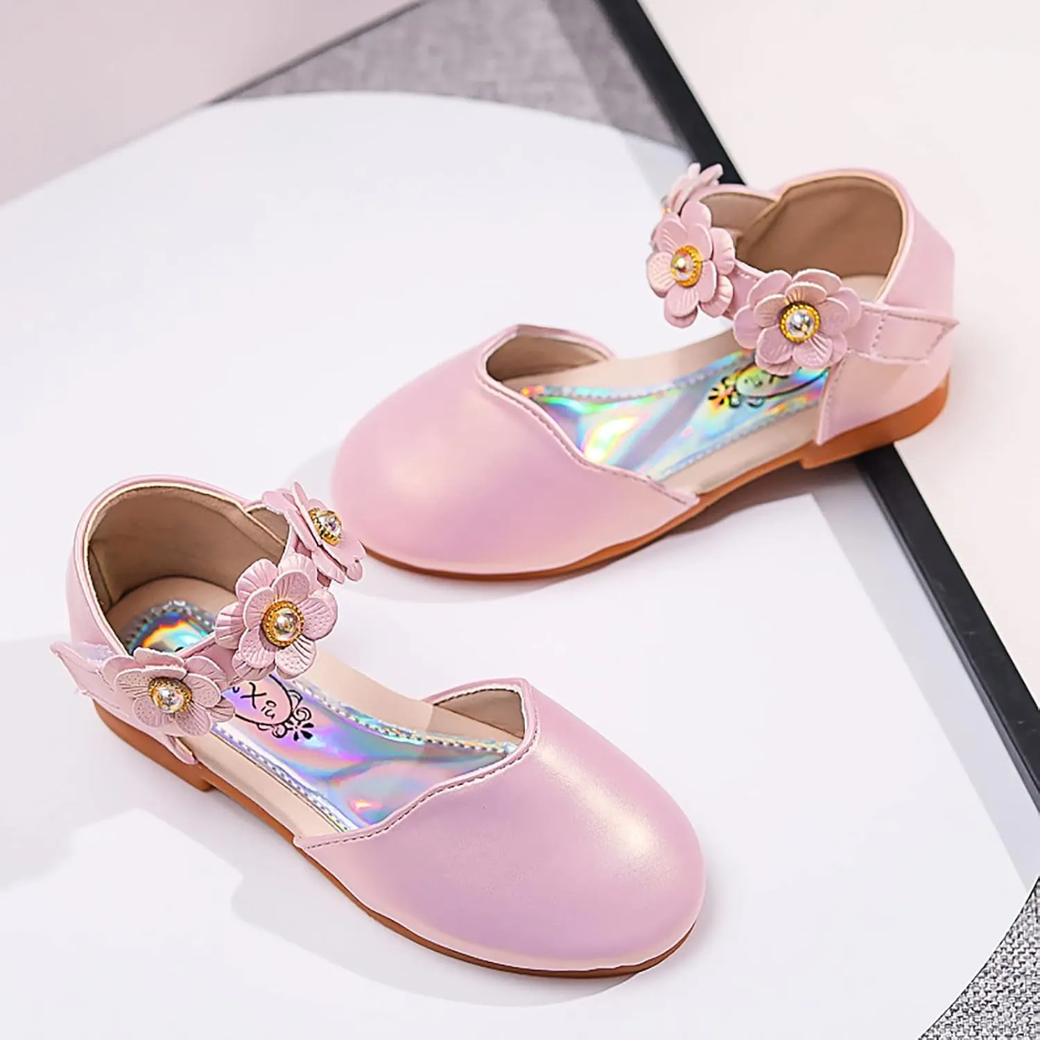 Toddler Flower Girls Dress Shoes Wedding Party School Glitter Mary Jane Princess Dance Pumps Sandals for Kids