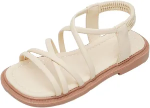 Toddler Girl Sandals Open Toe Elastic Ankle Strap Dress Shoes Beach Anti-Slip Strappy Toddler Girl Jelly Shoes
