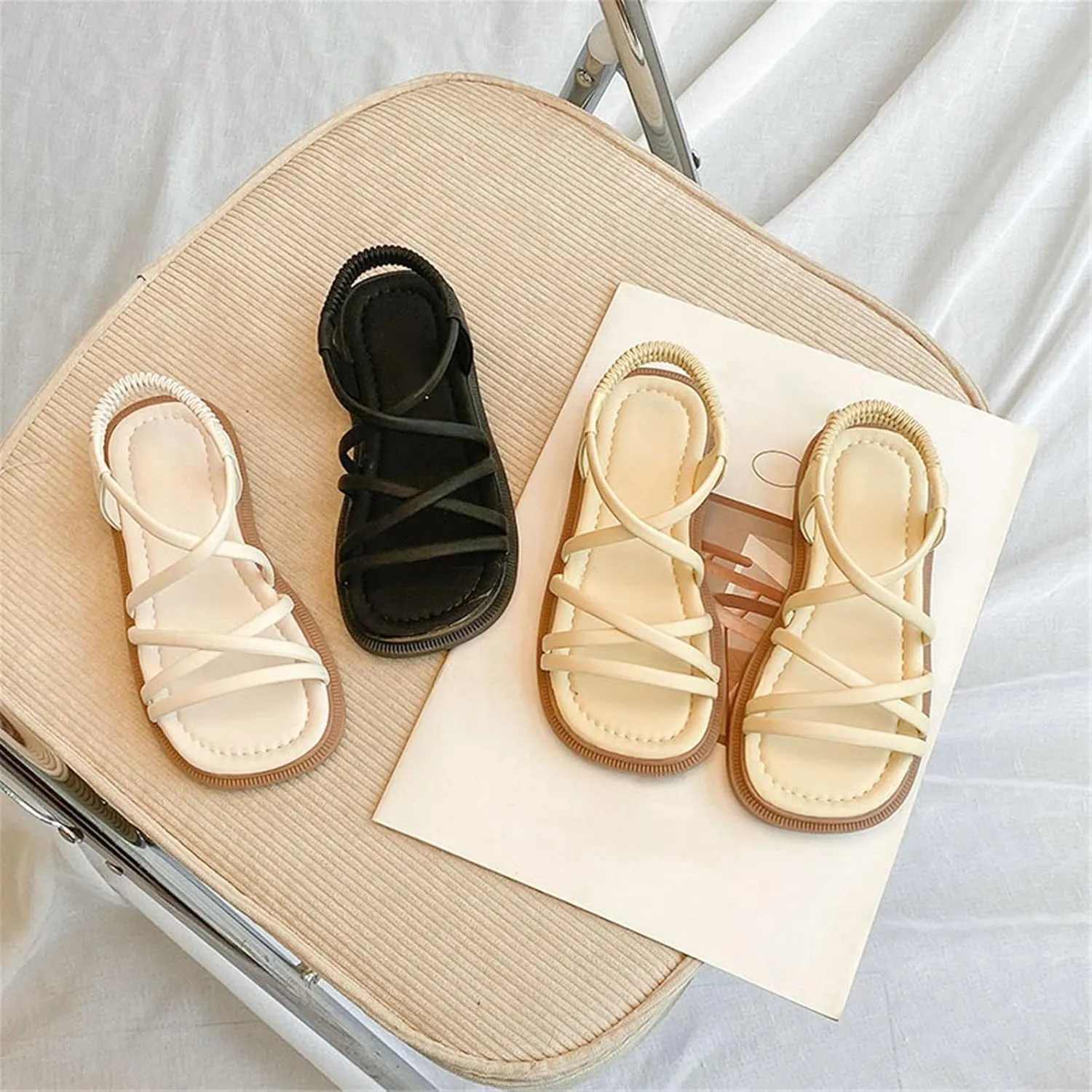 Toddler Girl Sandals Open Toe Elastic Ankle Strap Dress Shoes Beach Anti-Slip Strappy Toddler Girl Jelly Shoes