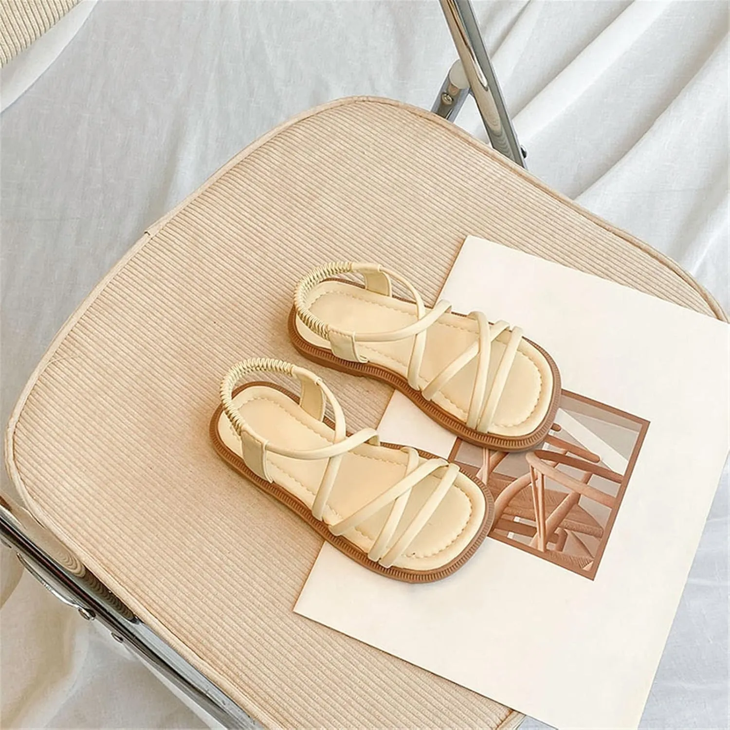 Toddler Girl Sandals Open Toe Elastic Ankle Strap Dress Shoes Beach Anti-Slip Strappy Toddler Girl Jelly Shoes