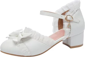 Toddler Girls Bow Tie Dress Shoes Heels Flower Girl Wedding High School Prom Shoes Ankle Beach Sandals Toddler