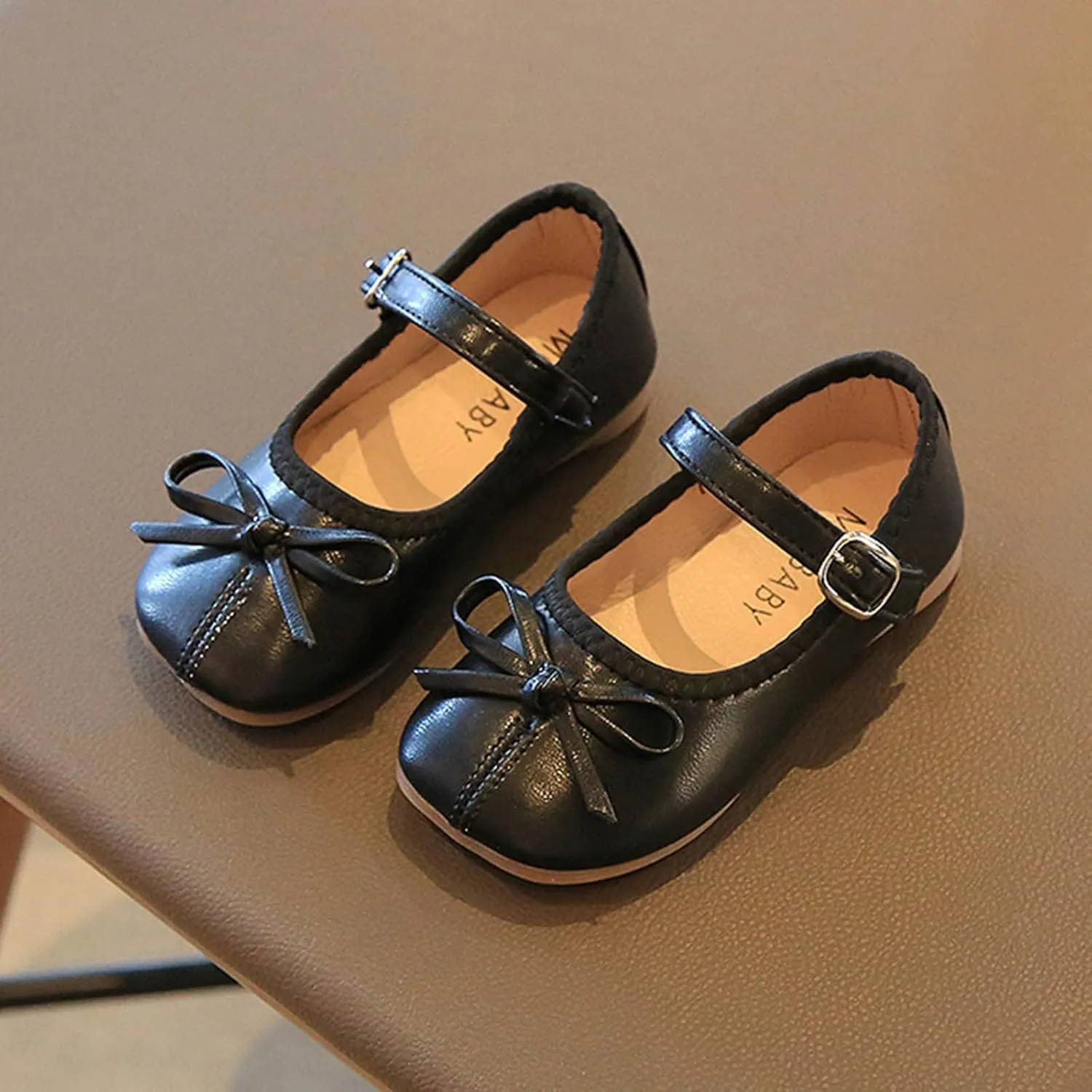 Toddler Girls Dress Shoes Bow Slip On Mary Jane Ballet Flats Flower Girl School Party Wedding Shoes