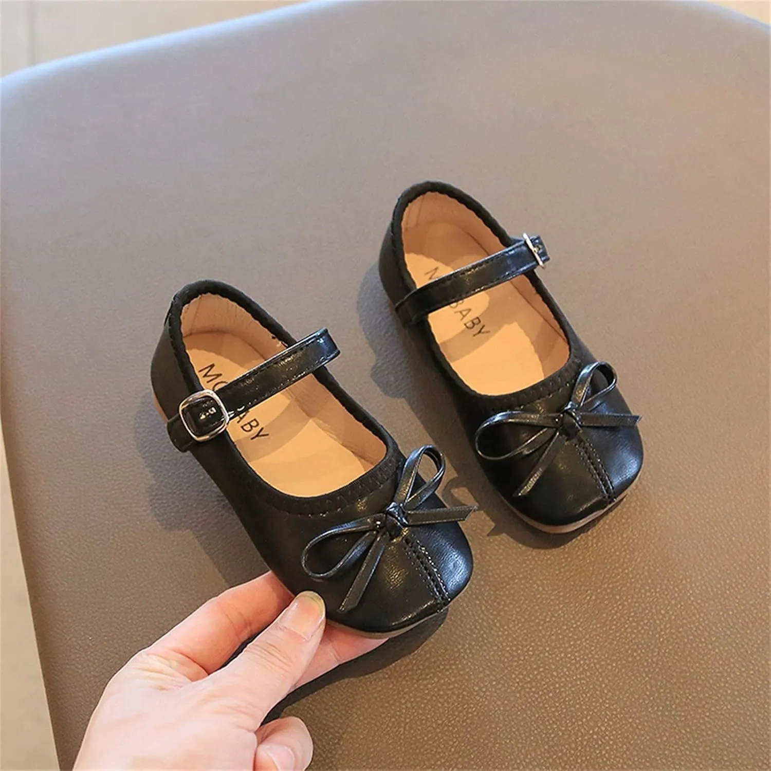 Toddler Girls Dress Shoes Bow Slip On Mary Jane Ballet Flats Flower Girl School Party Wedding Shoes
