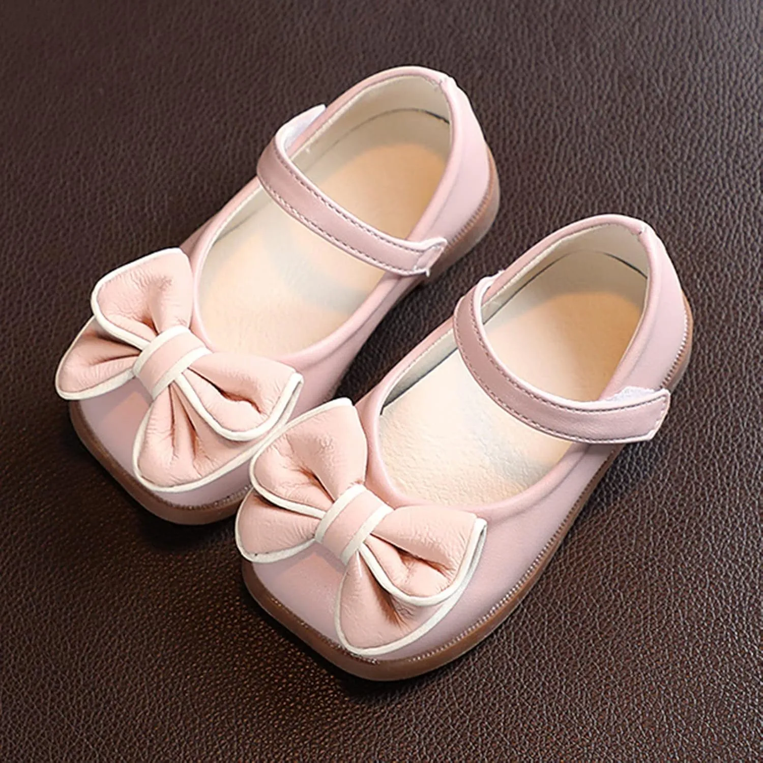 Toddler Girls Dress Shoes with Bow Toddler Flower Girls Shoes Mary Jane Flats for Party School Wedding Shoes