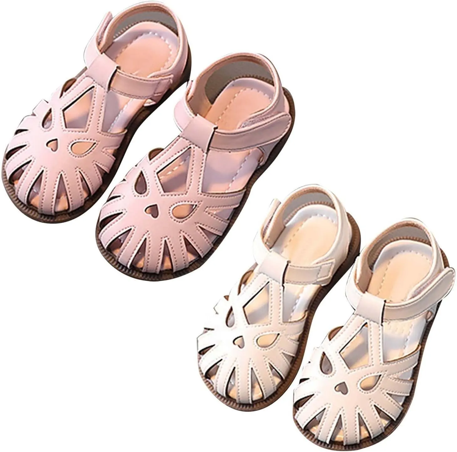 Toddler Kids Girls Closed Toe Sandals Soft Rubber Flat Shoes Flower Girl Outdoor Kid Wedges for Beach Holiday