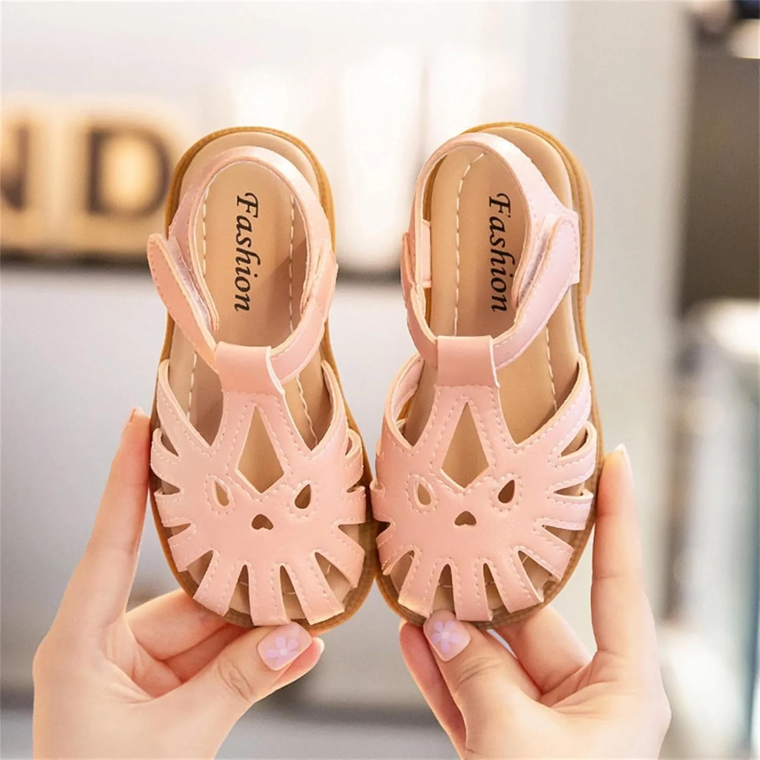 Toddler Kids Girls Closed Toe Sandals Soft Rubber Flat Shoes Flower Girl Outdoor Kid Wedges for Beach Holiday