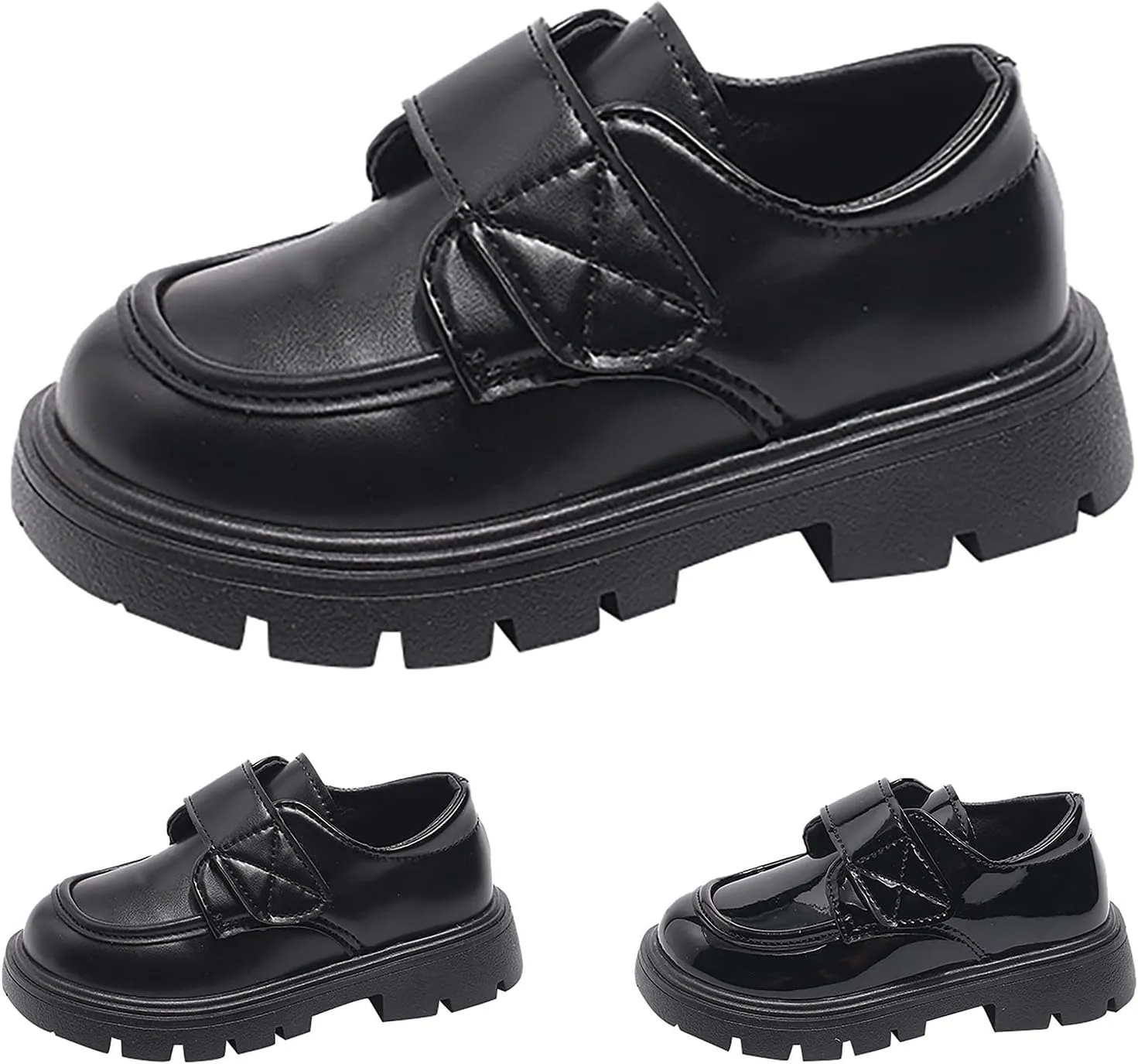 Toddlers Kids Dress Shoes Chunky Loafers for Girl Platform Heel Round Toe School Uniform Slip On Shoes Girls