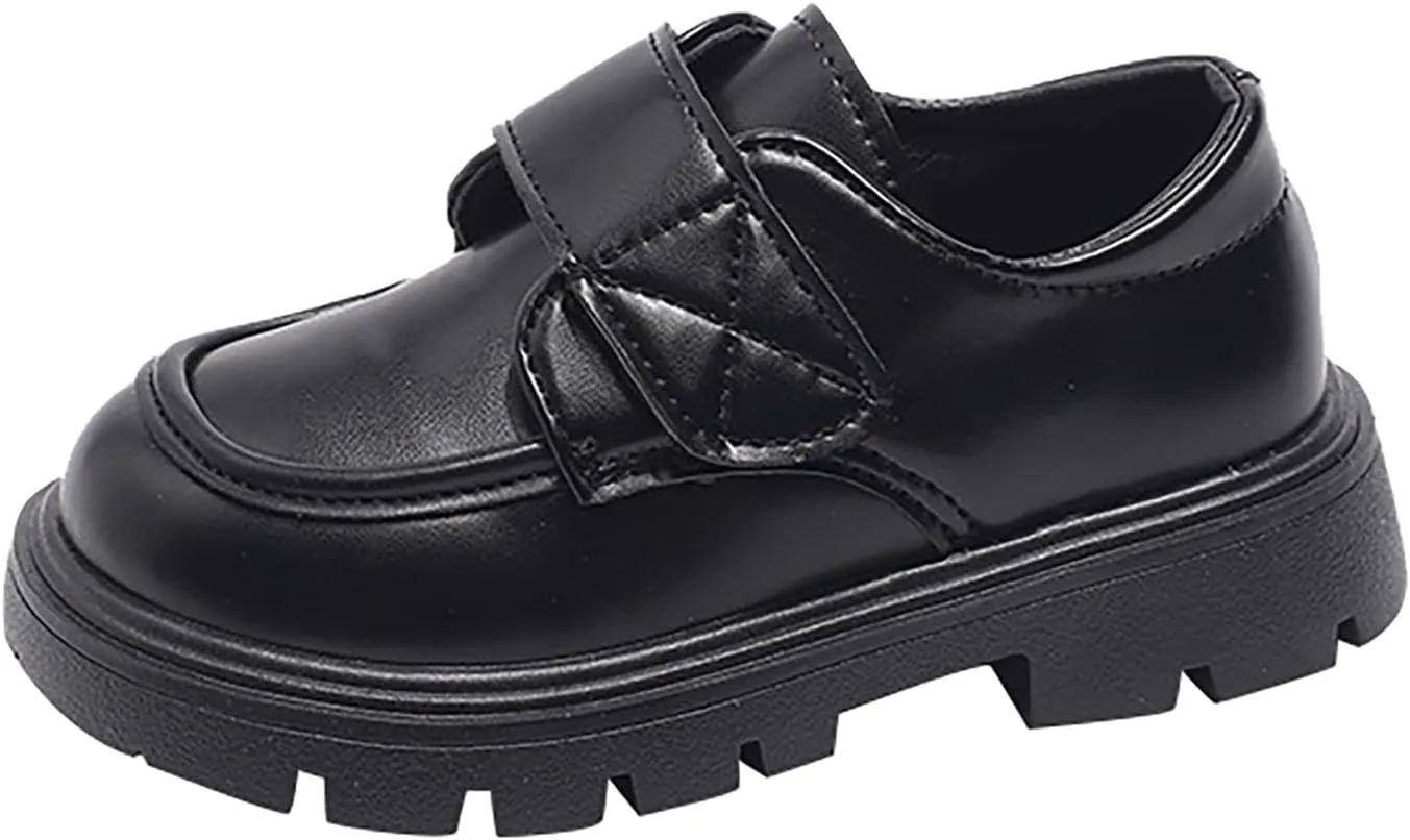 Toddlers Kids Dress Shoes Chunky Loafers for Girl Platform Heel Round Toe School Uniform Slip On Shoes Girls