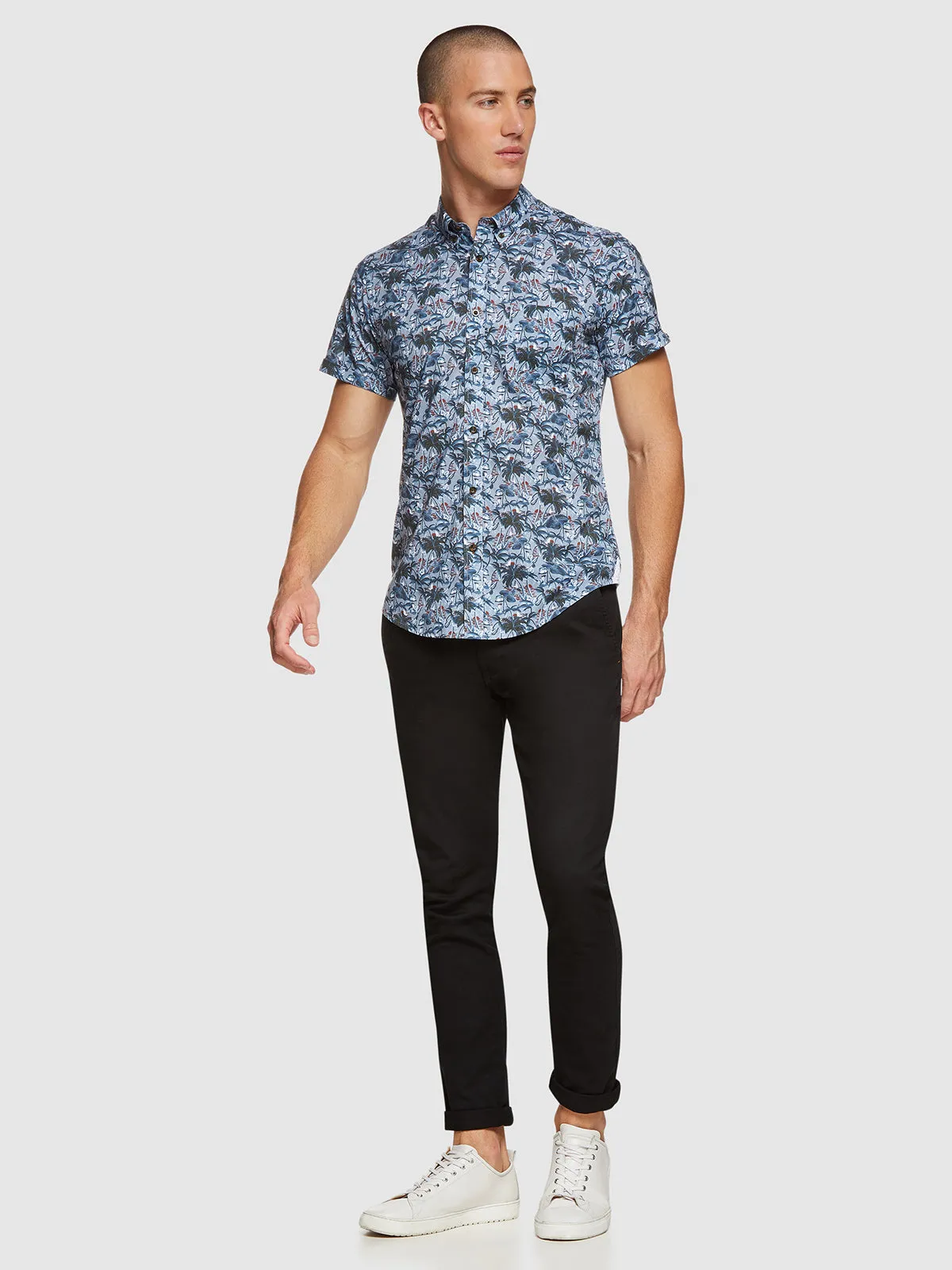 Tottenham Palmtree Print Short Sleeve Shirt