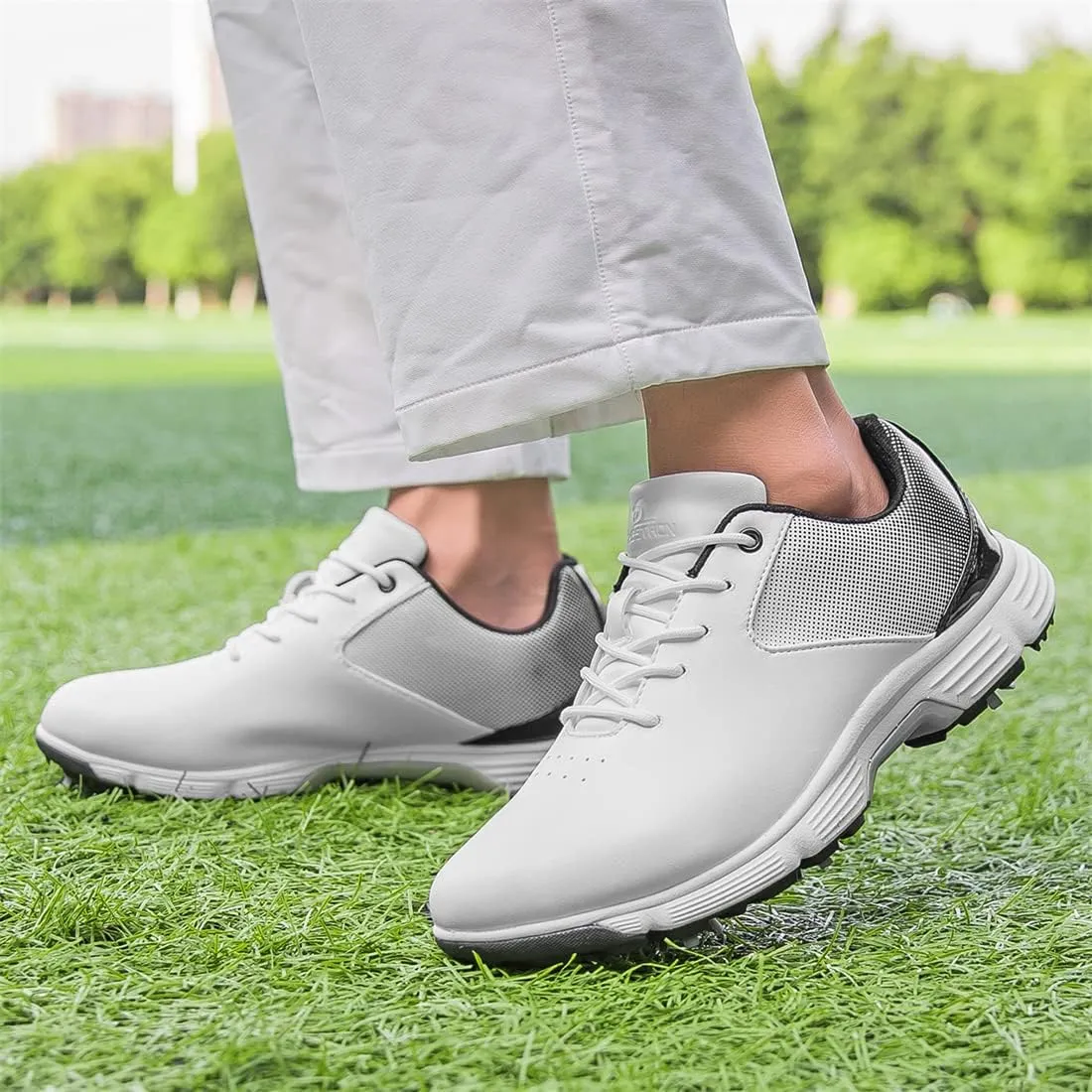 VEACAM Golf Shoes for Men, 7 Spikes Golf Sneakers Walking Footwears Outdoor Waterproof Golf Training Shoe