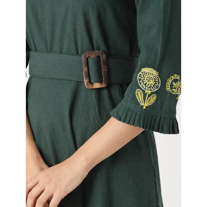 Women Embroidered Women Dress - Green