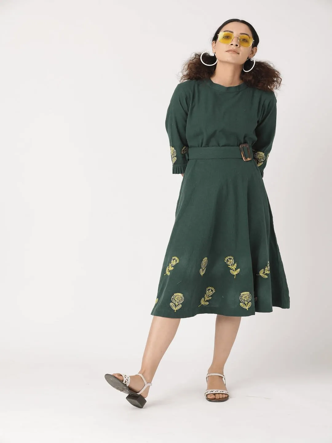 Women Embroidered Women Dress - Green