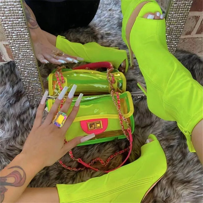 Women summer fashion sock high heel sandals solid color zipper sexy open toes high heels shoes