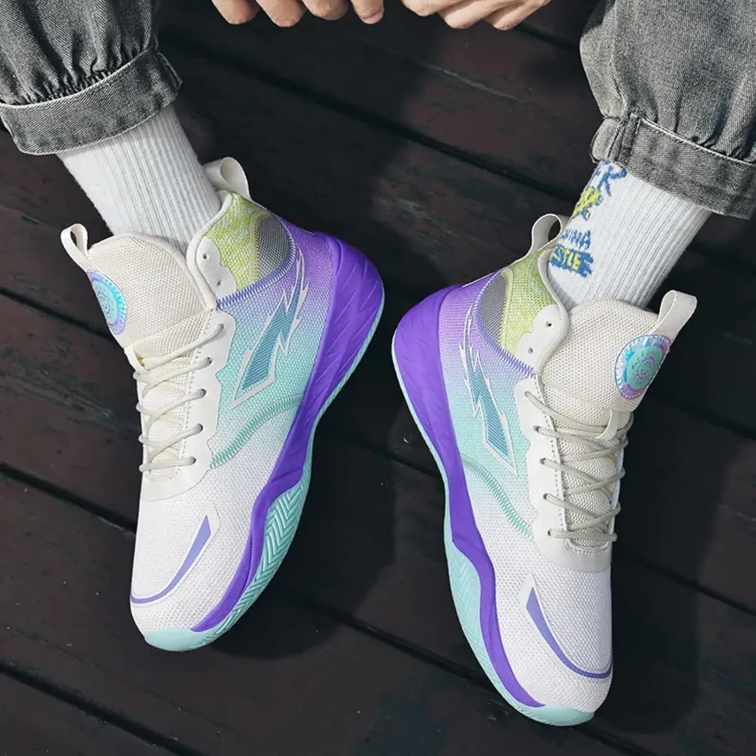 Womens Fashion High Top Lace Up Basketball Shoes Comfortable Breathable Non Slip Work Sport Athletic Running Tennis Shoes Walking Sneakers