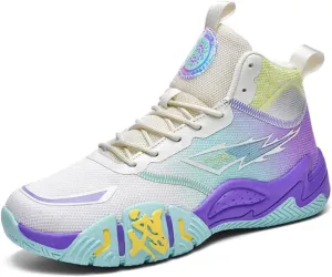 Womens Fashion High Top Lace Up Basketball Shoes Comfortable Breathable Non Slip Work Sport Athletic Running Tennis Shoes Walking Sneakers