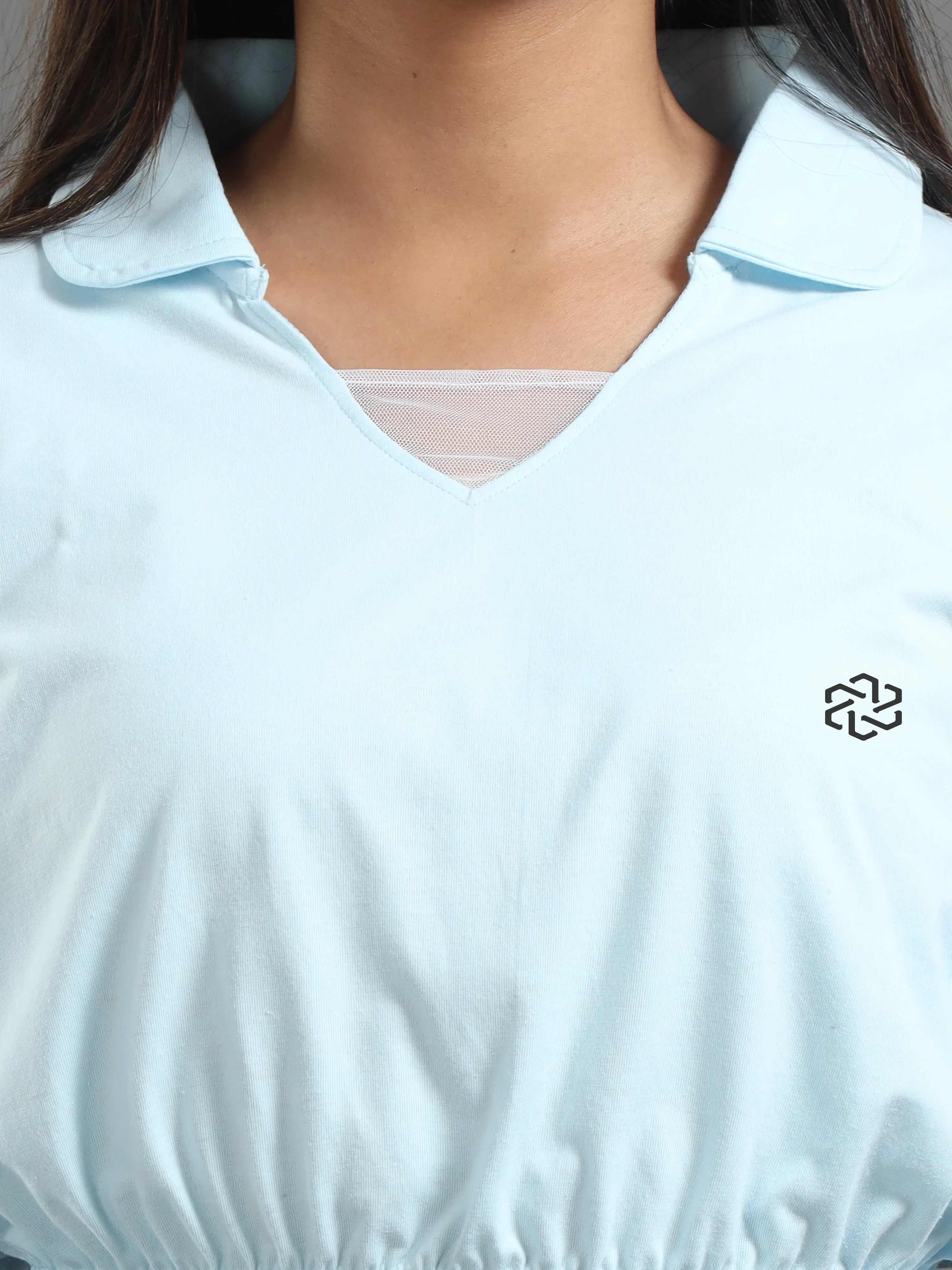 Women's Recycled Cotton Cropped Full Sleeve Polo T Shirt