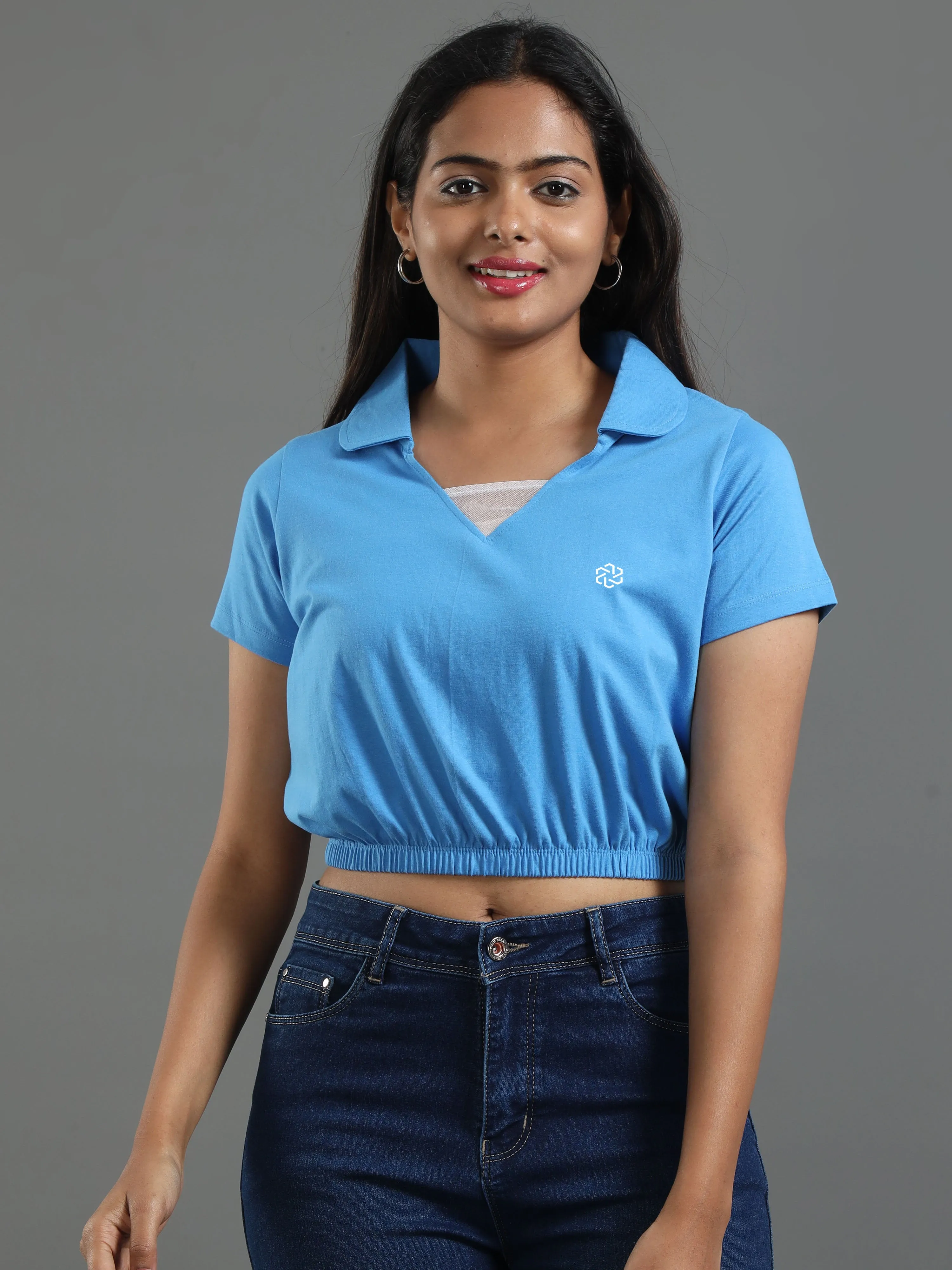 Women's Recycled Cotton Cropped Half Sleeve Polo T Shirt
