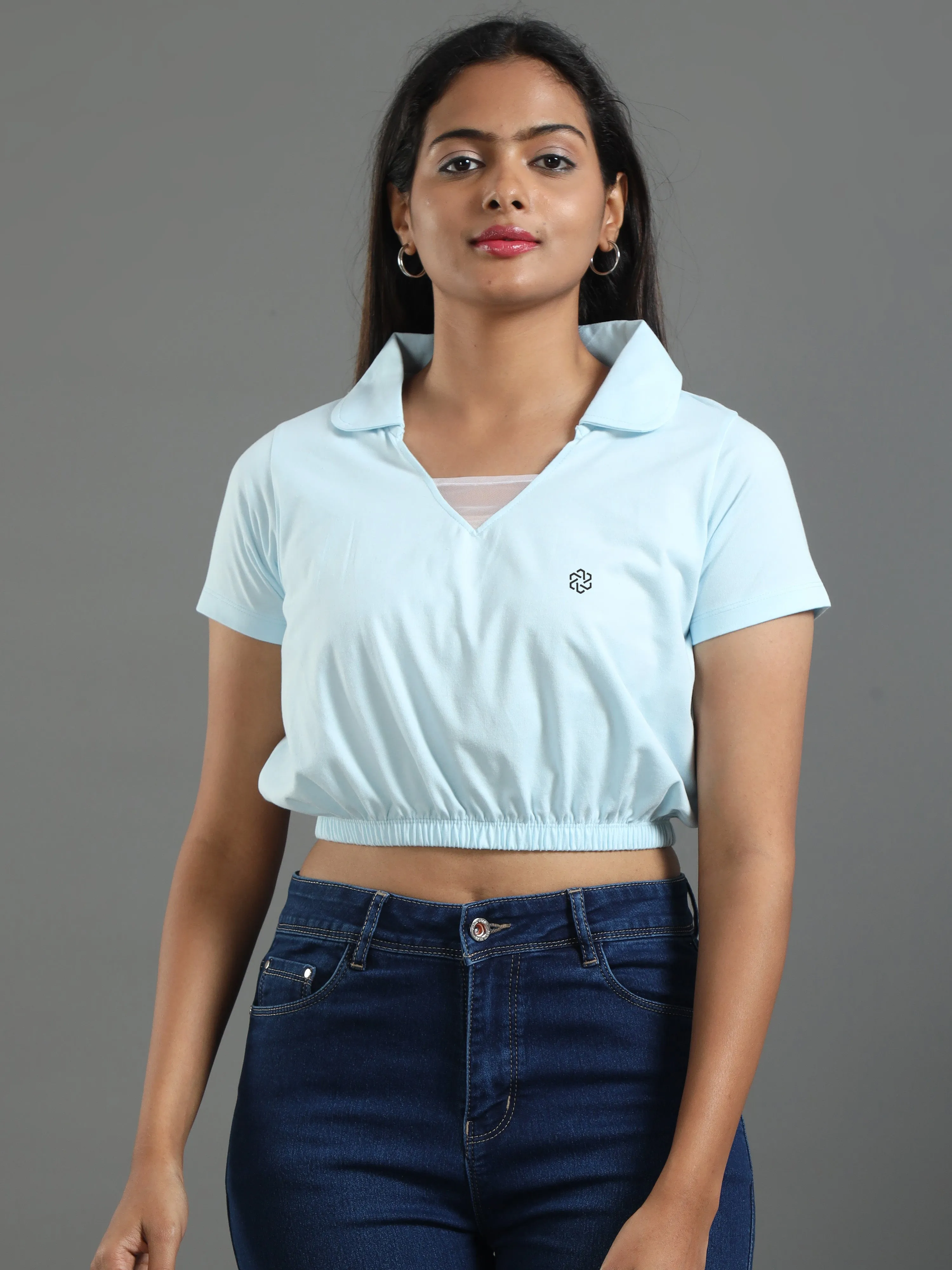 Women's Recycled Cotton Cropped Half Sleeve Polo T Shirt