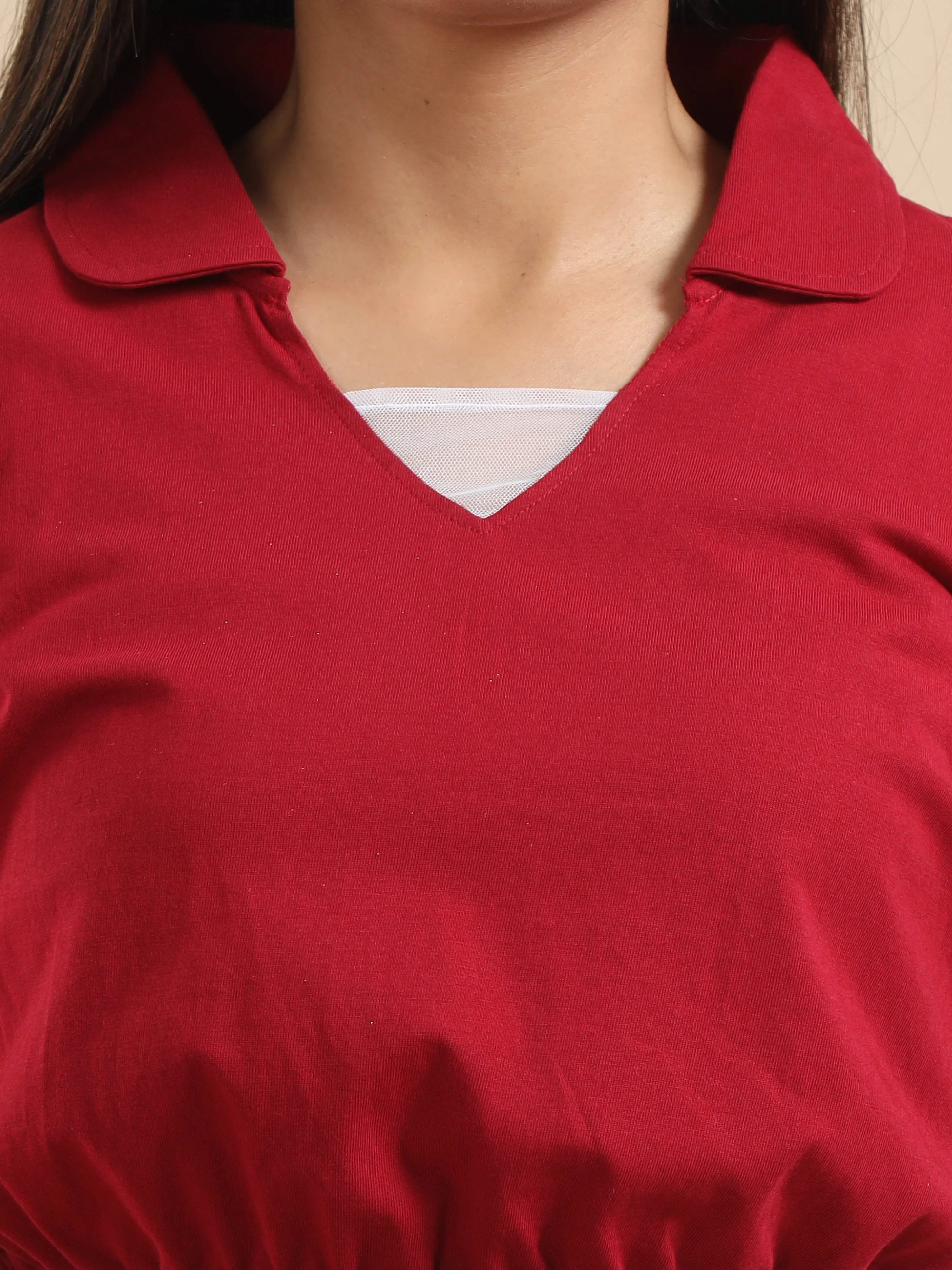 Women's Recycled Cotton Cropped Half Sleeve Polo T Shirt