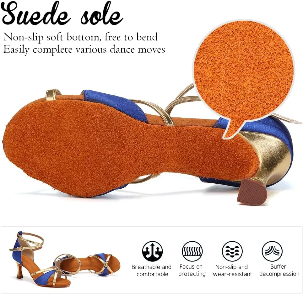 YKXLM Latin Dance Shoes Ballroom Women Salsa Tango Performance Practice Dancing Shoes,259
