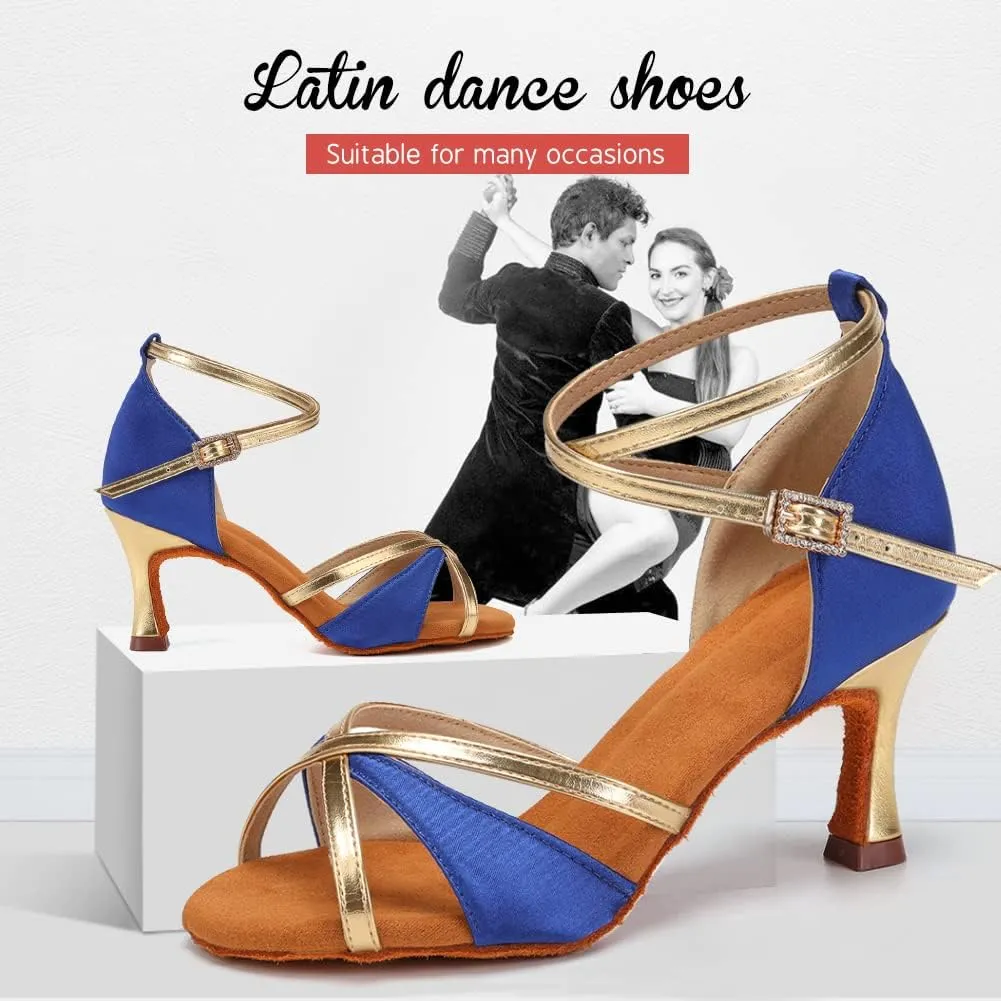 YKXLM Latin Dance Shoes Ballroom Women Salsa Tango Performance Practice Dancing Shoes,259