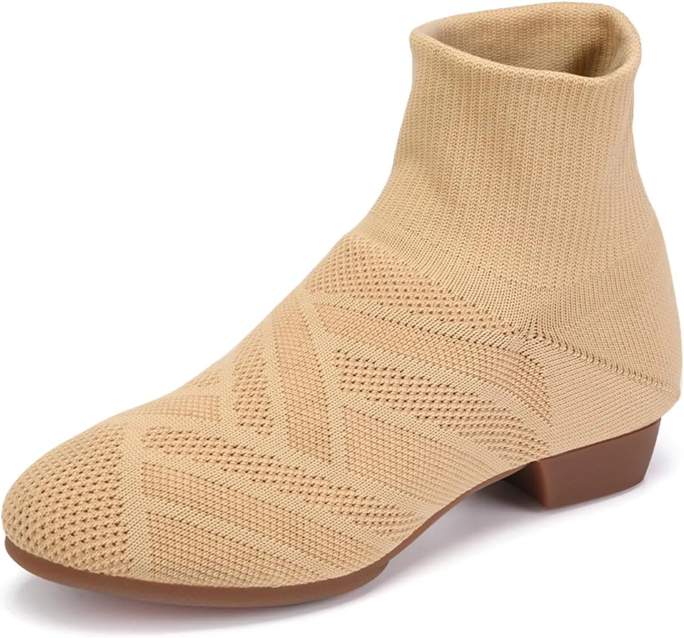 YKXLM Women Standard Practice Social Dance Sneaker Beginner Dance Practice Shoes for Women Low Heel Ballroom,Beige,1" Heel,5.5 US