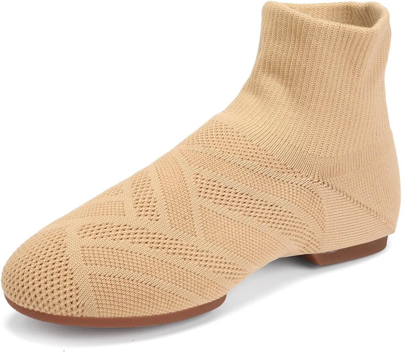 YKXLM Women Standard Practice Social Dance Sneaker Beginner Dance Practice Shoes for Women Low Heel Ballroom,Beige,1" Heel,8.5 US